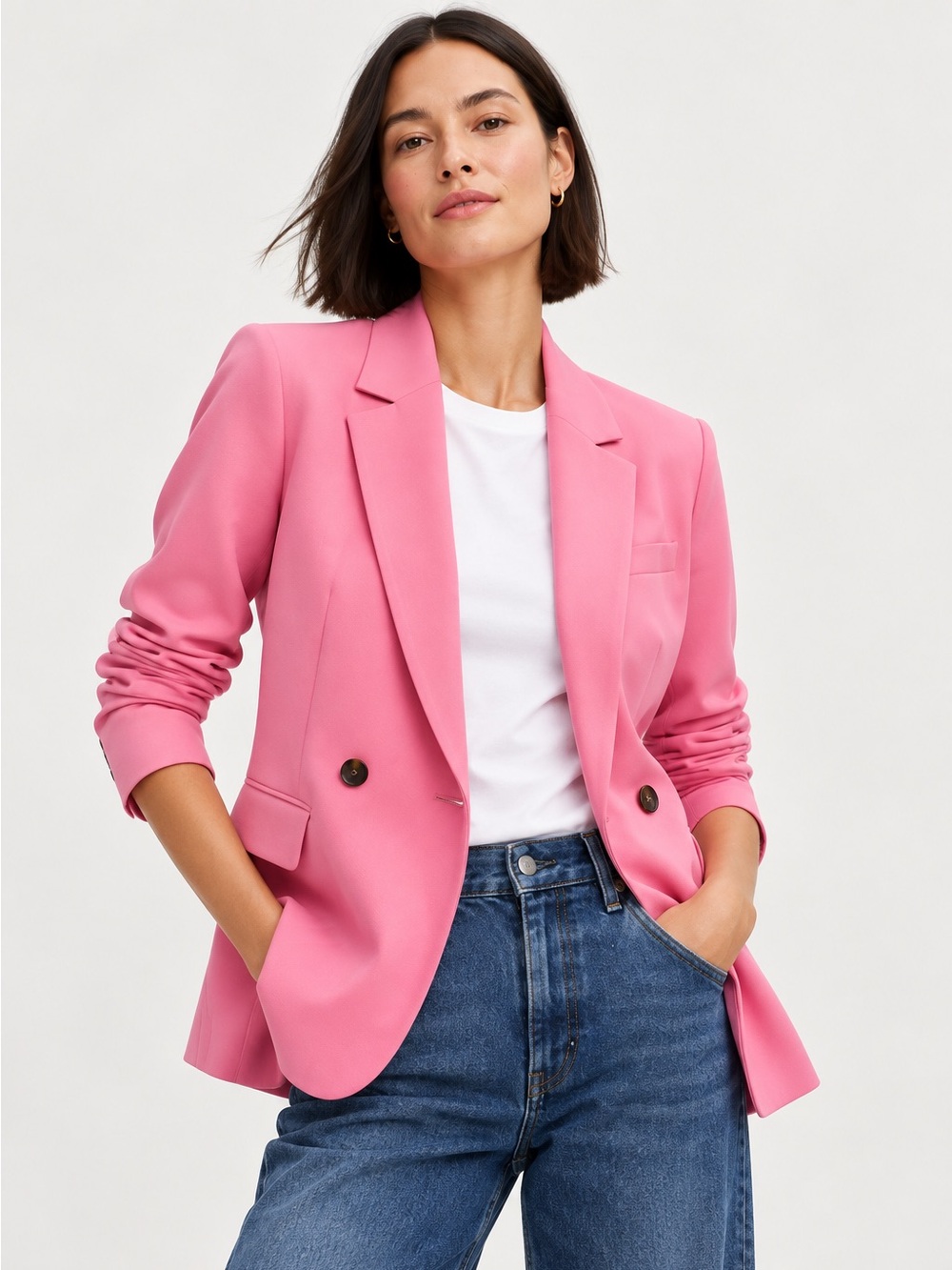 J. Crew Drapey twill double-breasted blazer Mauve Pink Size 6